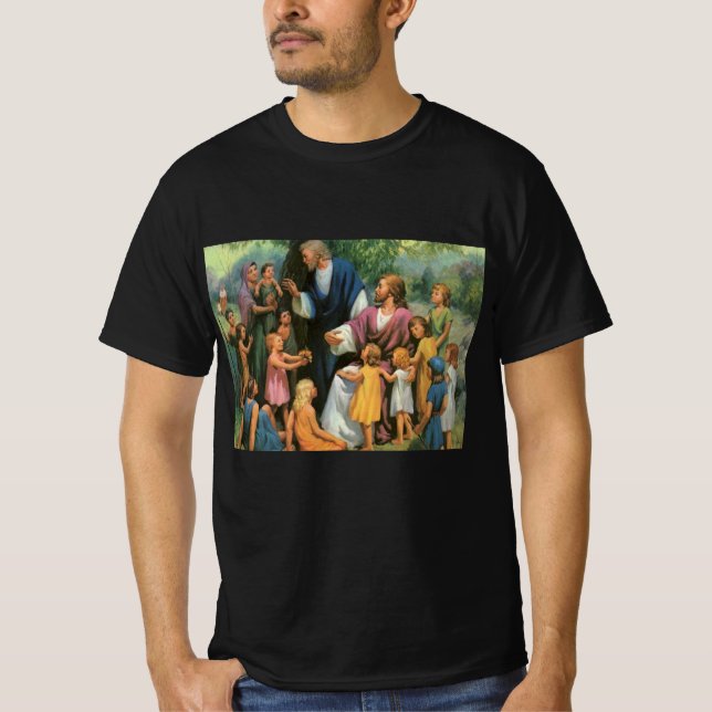 T-shirt Jésus-Christ Bénédiction des enfants, Religion Vin (Devant)