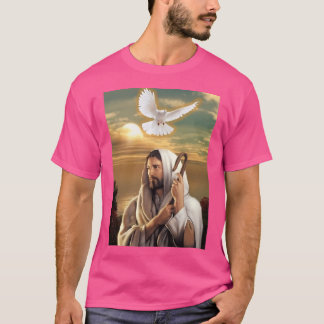 T-shirt Jésus Christ coucher de soleil avec la colombe bla