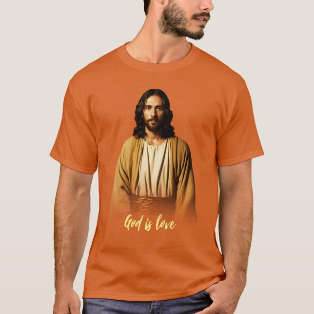 T-shirt Jésus Christ Dieu est Amoureux Slogan Basic Dark T (Devant)