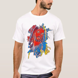 T-shirt Jésus Christ Face coeur sacré art Abstrait