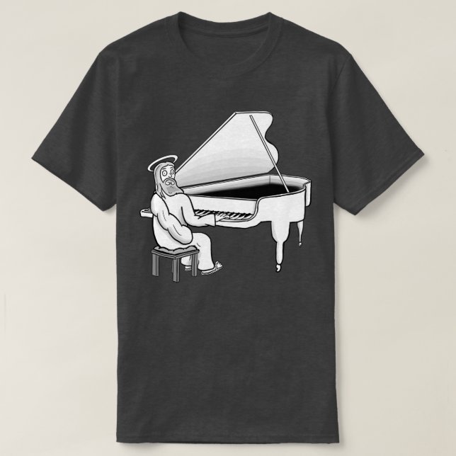 T-shirt Jésus Christ joue du piano à queue (Design devant)