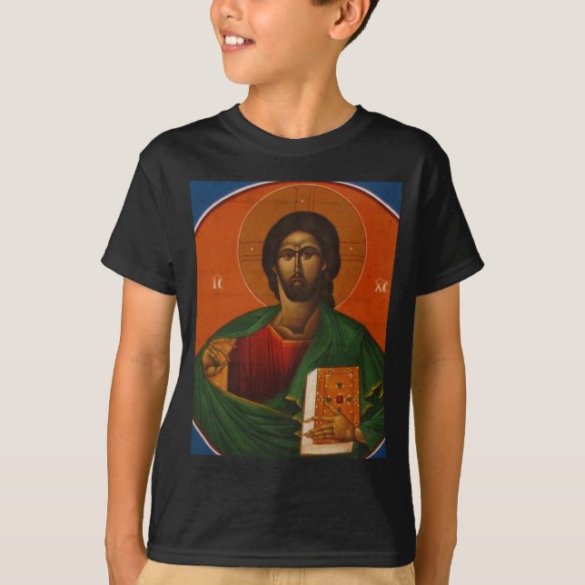 T-SHIRT JÉSUS-CHRIST ORTHODOXE GREC D'ICÔNE (Devant)