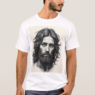 T-shirt Jesus Christ - Portrait d'art du charbon de bois