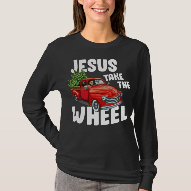 T-shirt Jésus Christ Prenez La Roue Camion Rouge Noël Ch (Devant)