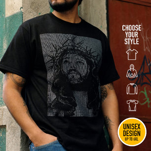T-shirt Jésus-Christ Rétro Nerd Techno Art Ascii 80s Joueu