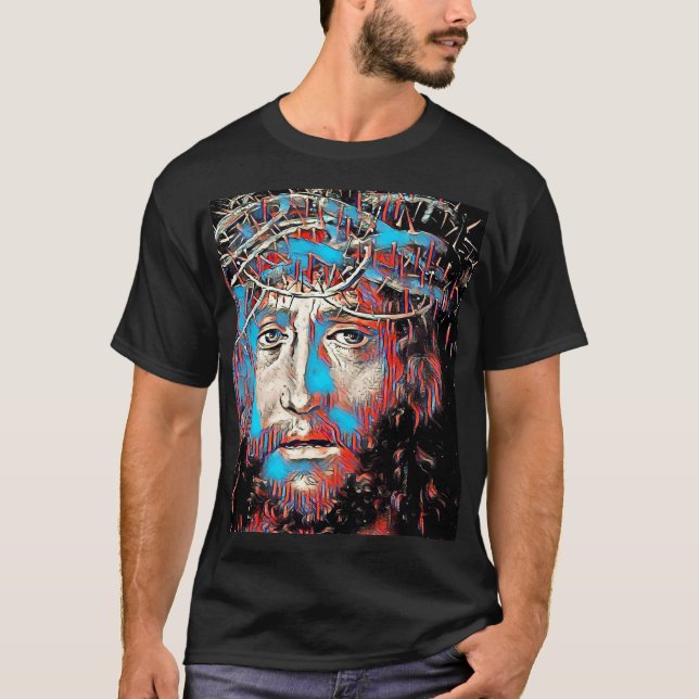 T-shirt Jésus Christ Thorn Couronne art chrétien Abstrait (Devant)
