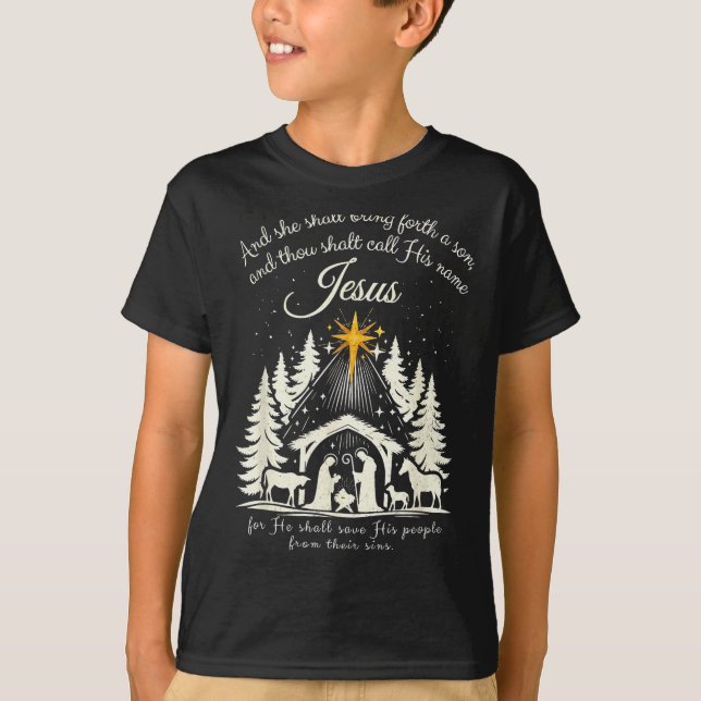 T-shirt Jesus Christian Christmas Xmas Tree Family Pajamas (Devant)