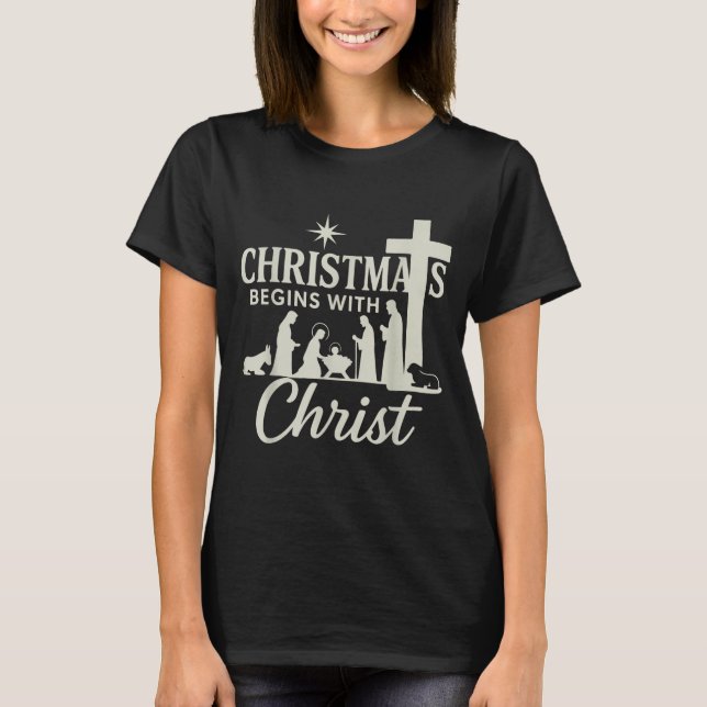 T-shirt Jesus Christmas Begins With Christ Pjs Pajamas Tod (Devant)