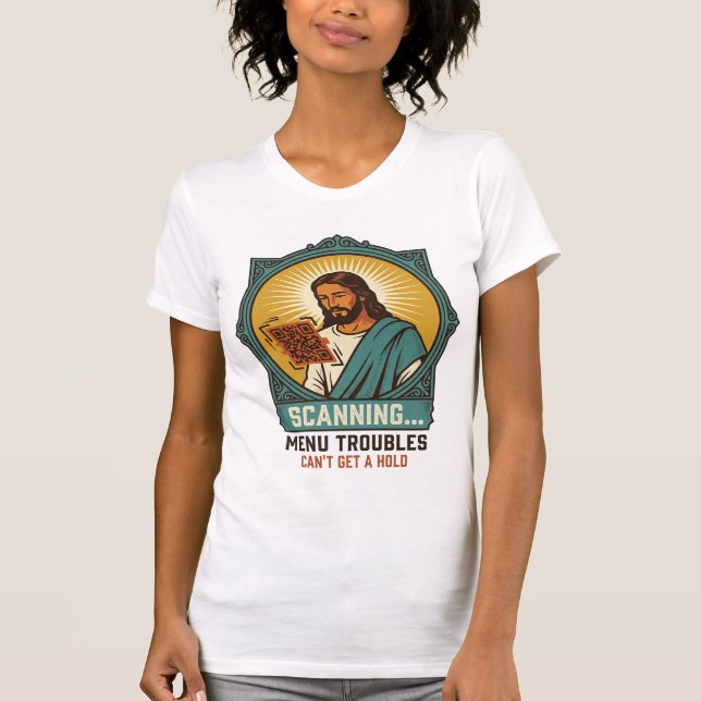 T-shirt Jésus Code QR flou ne scannera pas Menu Humour Tec (Devant)