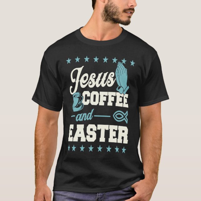 T-shirt Jesus Coffee And Easter Fish Symbol Christian Chur (Devant)