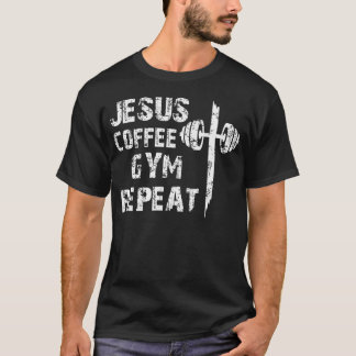 T-shirt Jesus Coffee Gym Christian Workout Weightlifting F