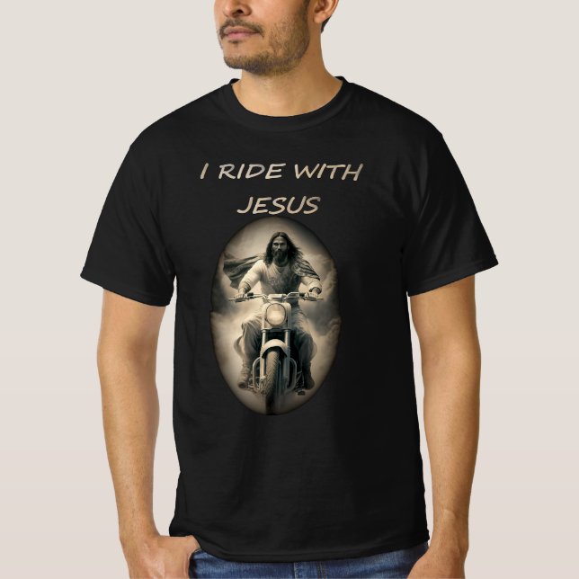 T-shirt jésus conduit une motocyclette harley (Devant)