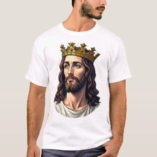 T-shirt Jésus Couronné Roi Gravure Vintage Chemise de Foi
