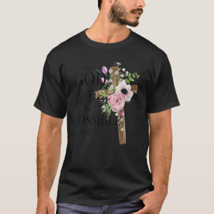 T-shirt Jésus Croix Avec Dieu Toutes Les Choses Possible C