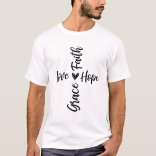 T-shirt Jésus Cross Faith Hope Love Bible Verset Christian