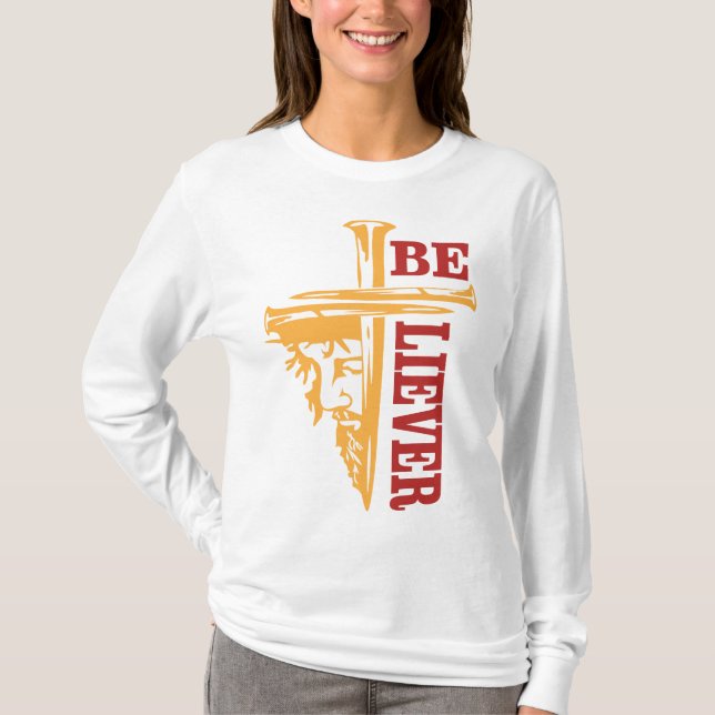 T-shirt Jesus Cross Nail Design – Powerful Christian (Devant)