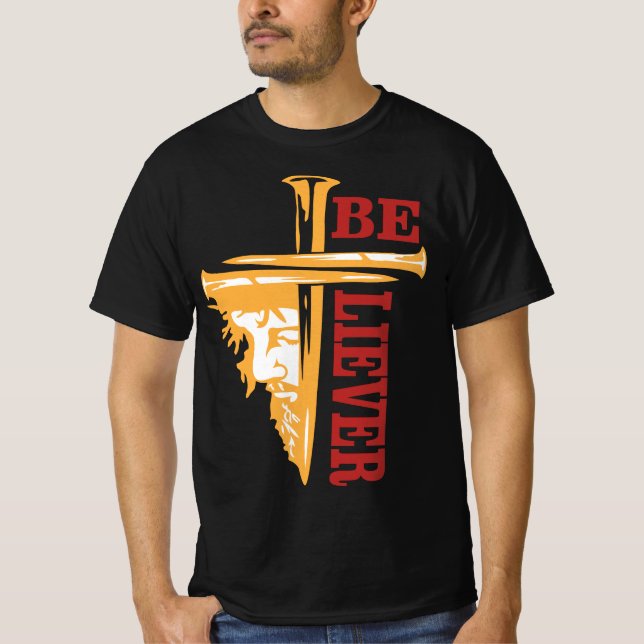 T-shirt Jesus Cross Nail Design – Powerful Christian (Devant)