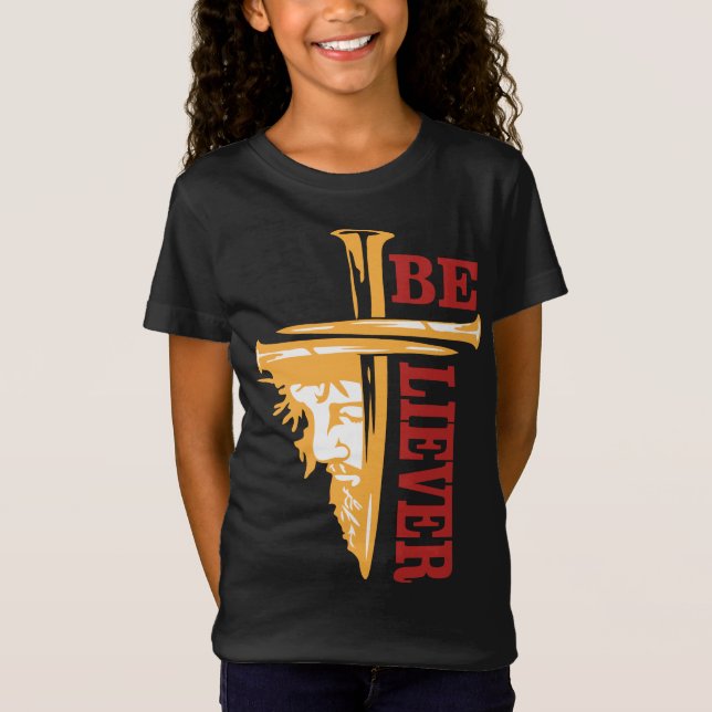 T-Shirt Jesus Cross Nail Design – Powerful Christian (Devant)