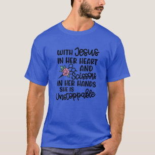 T-shirt Jésus Dans Son Coeur Ciseaux Dans Ses Mains Hairst