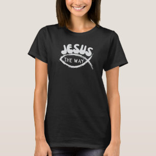 T-shirt Jésus de style rétro 70 la voie chrétienne poisson