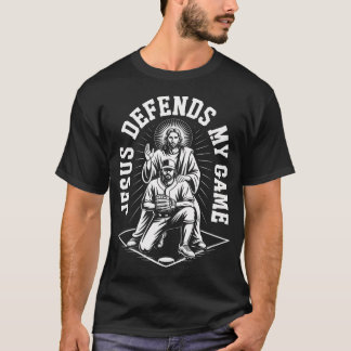 T-shirt Jésus Défend Mon Jeu Baseball Foi Sports