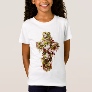 T-Shirt Jésus dimanche de Pâques Croix de fleurs