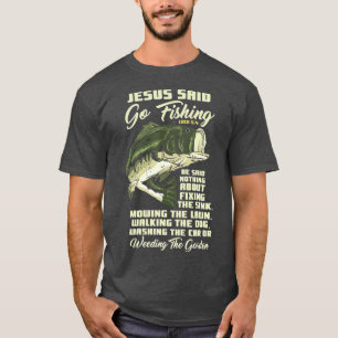 T-shirt Jésus Dit Aller Pêche Histoire Poisson Bible Ang