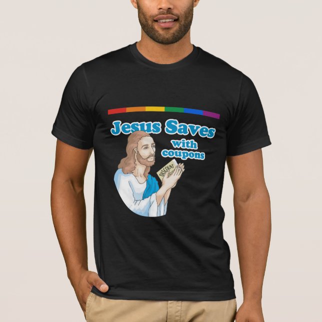 T-SHIRT JÉSUS ÉCONOMISE AVEC DES BONS (Devant)