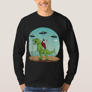 T-shirt Jesus équitation A Dinosaur Drôle Bigfoot UFO Alie