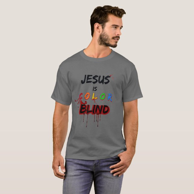 T-shirt Jésus est daltonien (Devant entier)