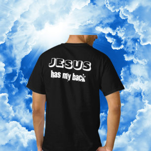 T-shirt Jésus est derrière moi noir et blanc chrétien