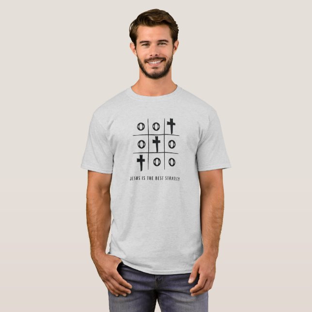 T-shirt Jésus Est La Meilleure Stratégie Tic Tac Toe (Devant entier)