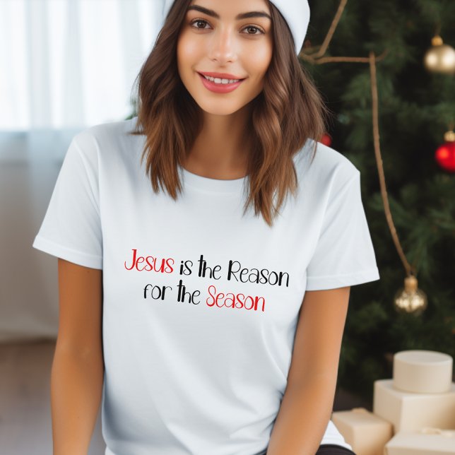 T-shirt Jésus est la raison de la saison Rouge Texte blanc (Créateur téléchargé)
