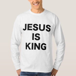 T-shirt Jésus est le roi Gras Texte Noir Chrétien Religieu