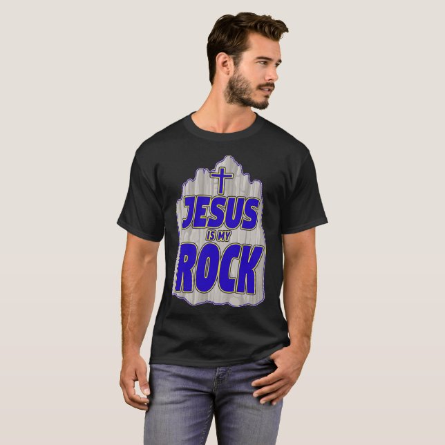 T-shirt Jésus est ma chemise de roche pour les hommes (Devant entier)