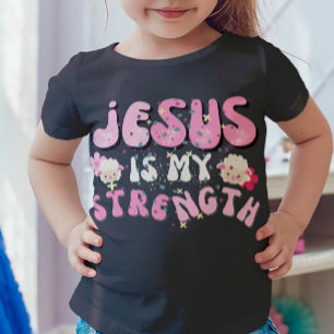 T-Shirt Jésus est ma Force Agneau Mignon Typographie Carto