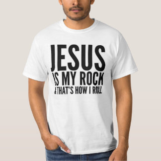 T-SHIRT JÉSUS EST MA ROCHE ET C'EST COMMENT JE ROULE LE