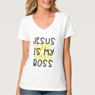 T-shirt Jésus est mon patron personnalisé Femme col en V r