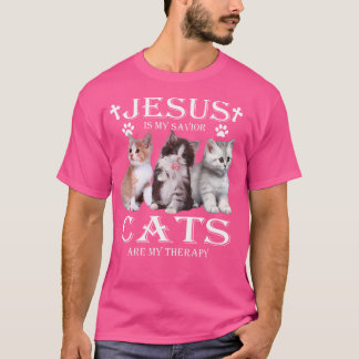 T-shirt Jésus Est Mon Sauveur Chats Sont Mes Chrétiens Thé