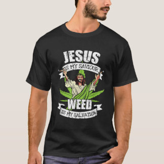 T-shirt Jésus Est Mon Sauveur Fumer Mauvais Salon Pot Fume