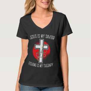 T-shirt Jésus Est Mon Sauveur La Pêche Est Mon Thérapie Ch