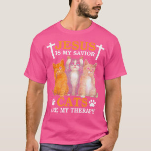 T-shirt Jésus Est Mon Sauveur Les Chats Sont Ma Thérapie