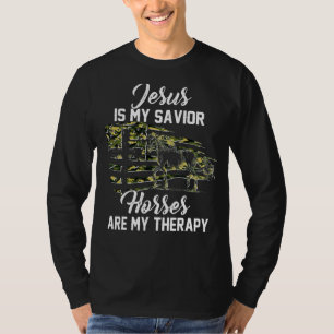 T-shirt Jésus Est Mon Sauveur Les Chevaux Sont Ma Thérapie