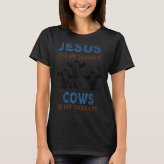 T-shirt Jésus est mon sauveur les vaches sont ma thérapie 