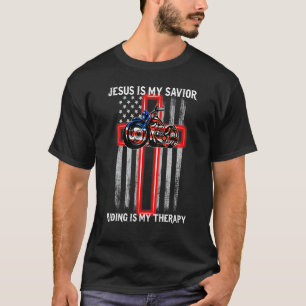 T-shirt Jésus Est Mon Sauveur Riding Est Mon Thérapie Croi