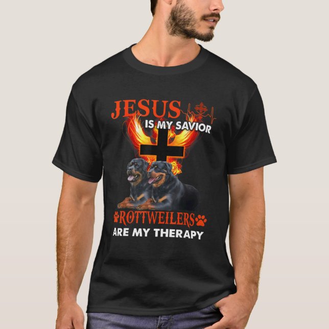 T-shirt Jésus Est Mon Sauveur Rottweilers Sont Mon Chri Th (Devant)