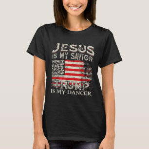 T-shirt Jésus est mon sauveur Trump est mon danseur Qr Tru