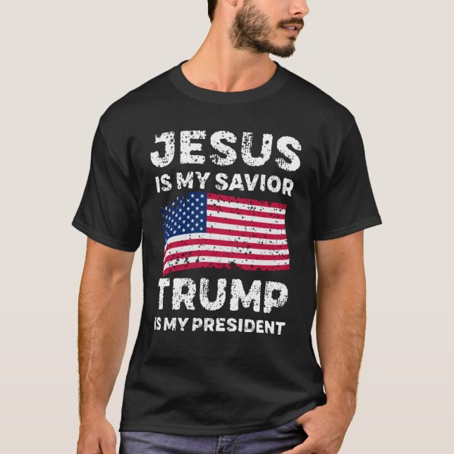 T-shirt Jésus Est Mon Sauveur Trump Est Mon Président (Devant)
