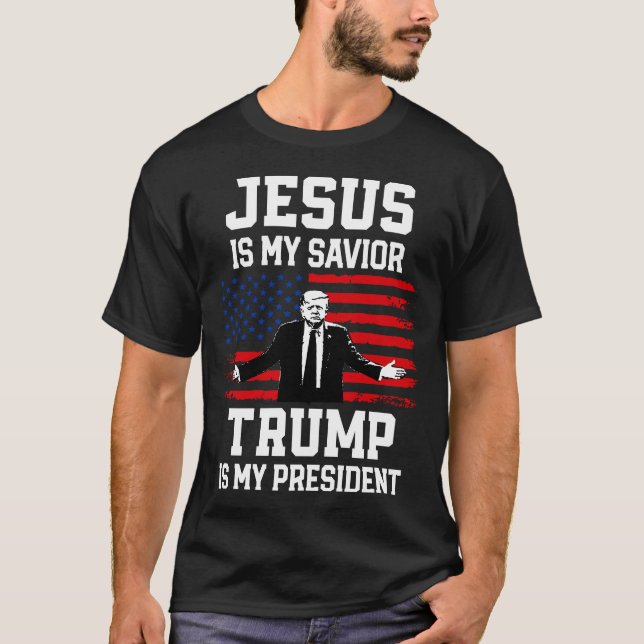 T-shirt Jésus Est Mon Sauveur Trump Est Mon Président (Devant)