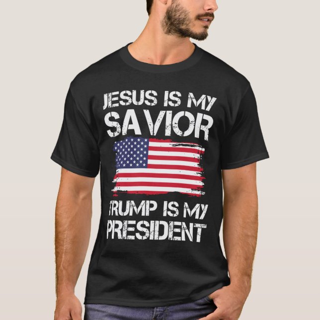 T-shirt Jésus est mon sauveur Trump est mon président (Devant)